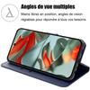Coque + 2 Verres Trempés pour Google Pixel 9 Pro XL, Anti-Rayures Porte-Carte Synthécuir Souple - Bleu Marine