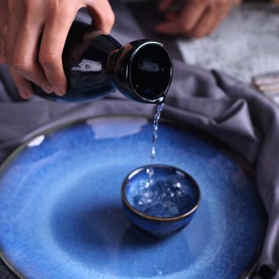 Japanese Sake Set Ceramic Blue Wine Cup Pot Tableware Retro Home Shochu Pot S Set Tableware Barware Accessories