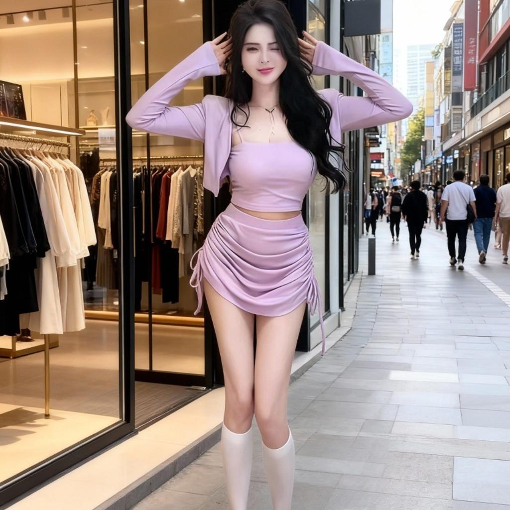 Spring and summer new design Korean version thin Spice Girl temperament shawl vest hip-wrapped short skirt women's long-sleeved suit