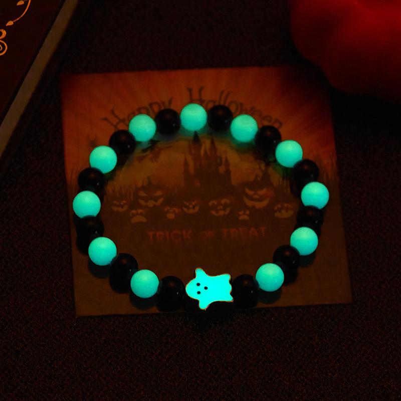 Halloween Luminous Beaded Bracelet For Women Girl Pumpkin Ghost Bracelets Jewelry Party Gifts