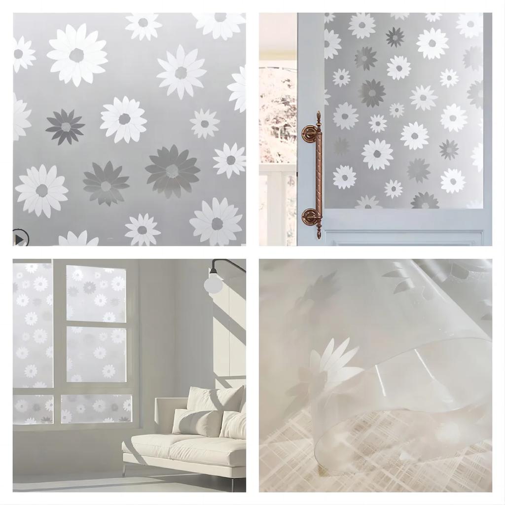 Window Privacy Film Static Cling Non-Adhesive Window Film Frosted Glass Bathroom Door Decoration Privacy Covering