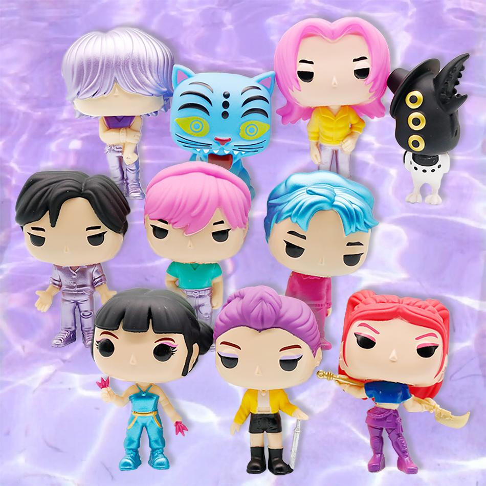 10Pcs/Set Kpop Demon Hunters Figure Demon Hunters Figures Huntrix Figures Toy Derpys Tiger Rumi Mira Zoey Sussy Figurine Gift