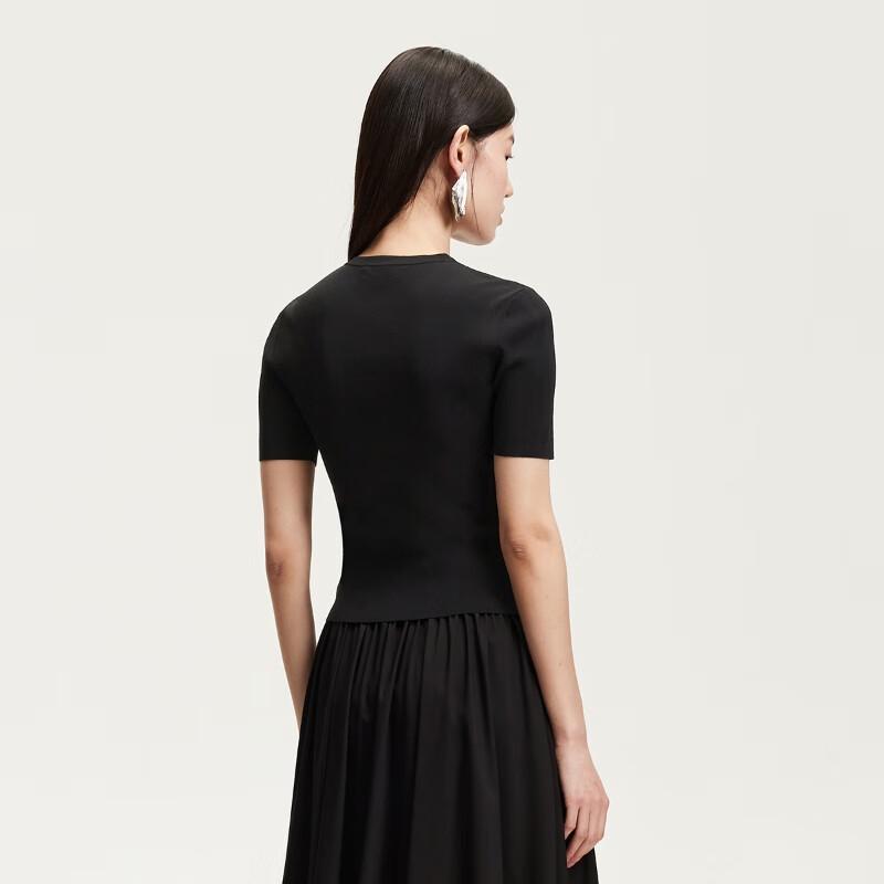 VEROMODA Women's Waist Tie Round Neck Knit Top