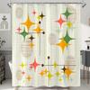 Mid Century Modern Shower Curtain Retro Stars Abstract Boho Art 72x72 Inch, Waterproof Vintage Bathroom Decor with Hooks,Yellow