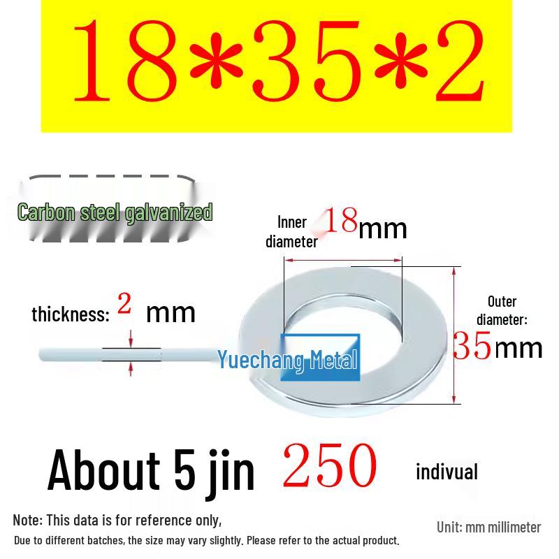 Galvanized Iron Flat and Square Washer Set - Thick, Enlarged, Extra Large, and Special Shapes