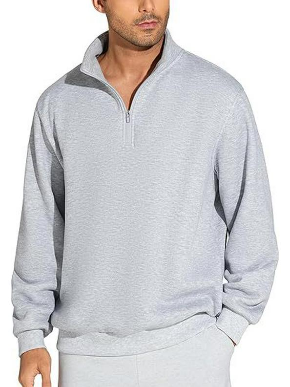 Sudadera de manga larga con media cremallera y cuello alto para hombre - Top cálido casual de invierno/otoño