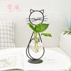 Cat Shape Hand Welded Vases High Temperature Baking Paint Hydroponic Glass Heart Vase With Metal Holder