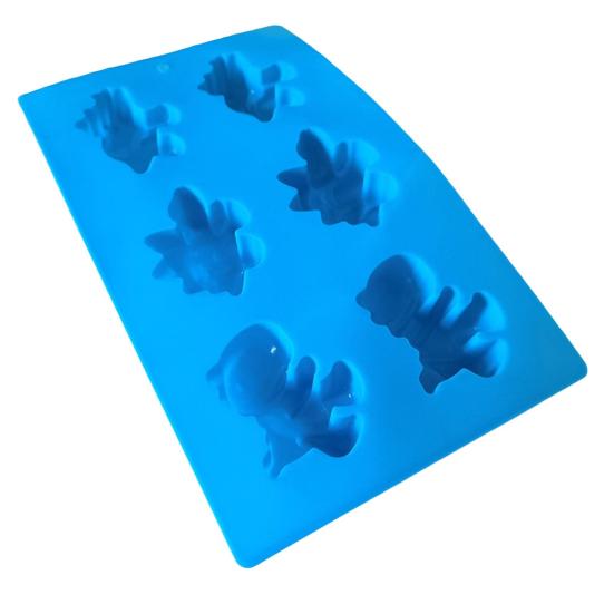 Dinosaur Chocolate Mold 6-Cavity Non Stick Silicone Ice Cube Tray Flexible Jelly Ice Cube Molds High Low Temperature Cheesecake Pudding Molds
