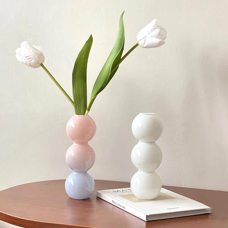 Bubble Glass Flower Vase Ins Crystal Ball Bottle Colorful Art Flower Ware Hydroponics Desktop Ornaments Creative Home Decor