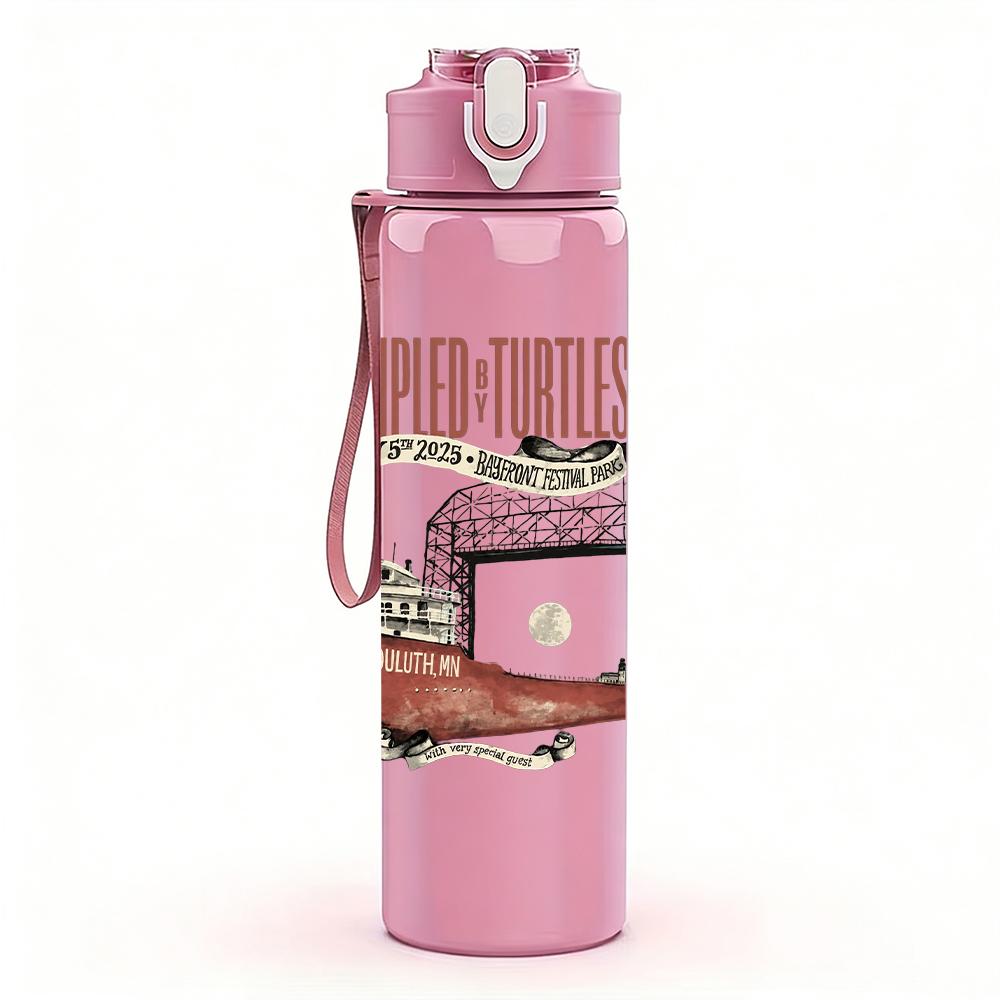 1PC Vintage Western Pistol Text Graphic Print 750ml Portable Sports Water Bottle Leakproof Gym Outdoor Travel Drink Cup