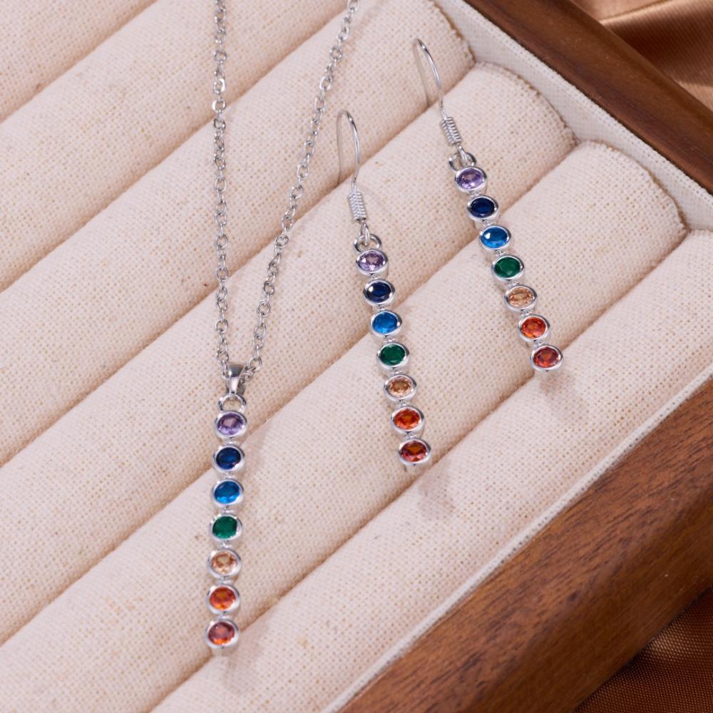 1 A necklace  1 A set of ear hooks made of copper, minimalist style, dopamine style, vertical long strip shape Designed women's jewelry set for daily