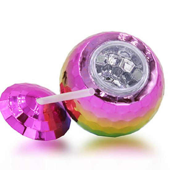 1 Set 600ML Spherical Straw Cup Glitter Flash Plating Disco Ball Light All-Purpose Tumbler Cup Wine for KTV