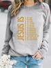 Women's Casual Long-Sleeve Slogan Print Round Neck Pullover Hoodie