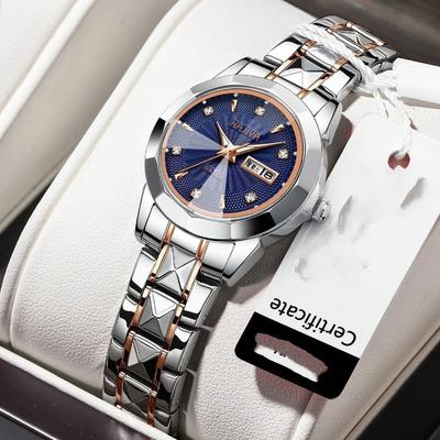 Top Brand New Fashionable Waterproof Double Calendar Luminous Women's Watch Student Korean Style Fashionable Luxury Quartz Wristwatch
