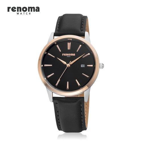 [RENOMA] RENOMA Maverick Men s Leather Watch Modern Black RE600ABK none