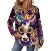 Women's Carnival Printed Fashion Long Sleeve Button Hoodie Top