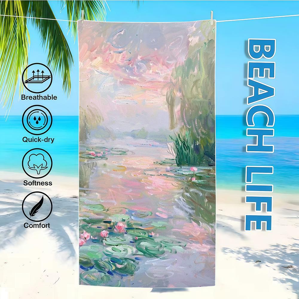 Handtuch Textil Bademantel Strand Schnelltrocknend Leicht Tragbar Camping Kunst Schwimmen M-MonetS Pool Reise