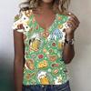Women's Casual V Neck Short Sleeve T Shirt Oktoberfest Print Top Lightweight Comfortable Summer Tee