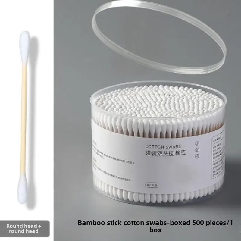 500pcs disposable double headed round head cotton swabs, suitable for daily makeup removal and multi-purpose wound treatment