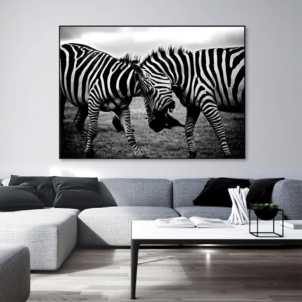 Czarno-biała linia zwierzęta obrazy na płótnie streszczenie Zebra plakaty i druki Cuadros obrazy na ścianę Home Decor bez ramki