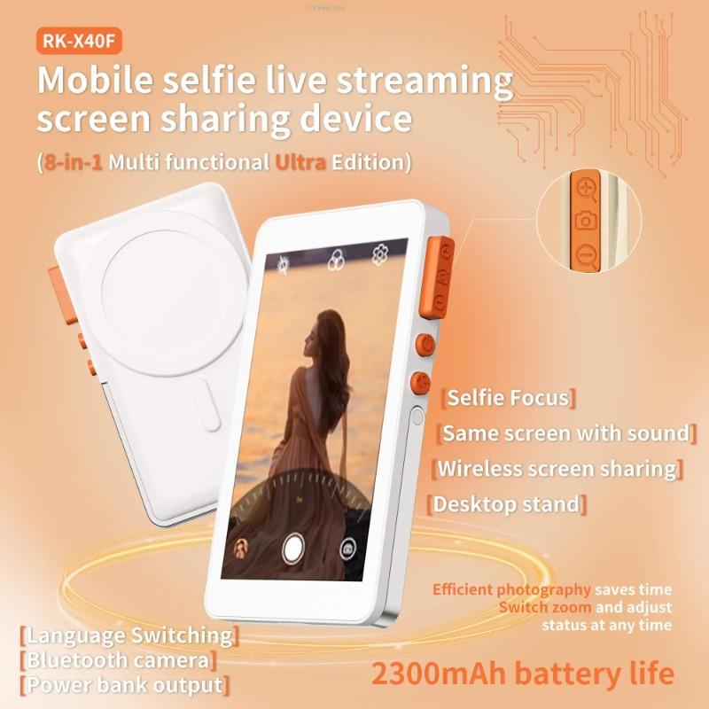 Ultra Magnetic Phone Selfie Monitor Screen for Mobile with Back Desktop Stand for Selfie Vlog Live Stream Photography RK-X40F