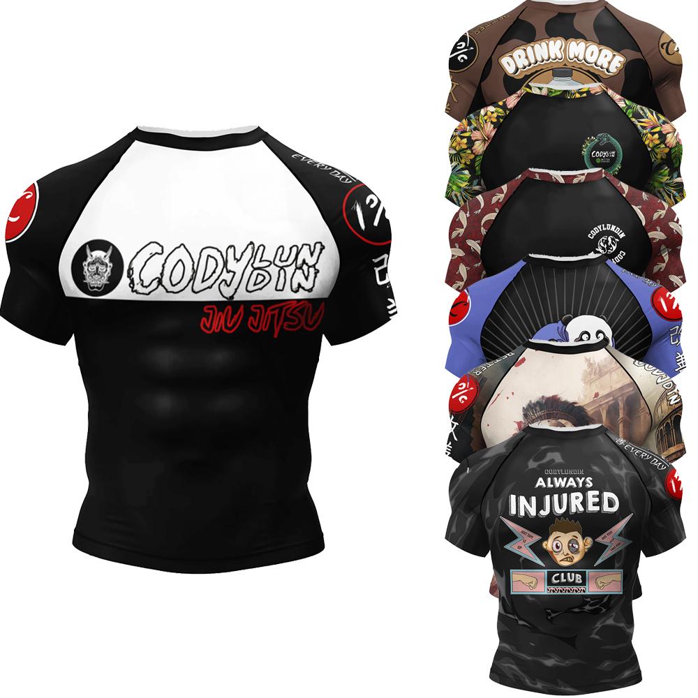 CODY LUNDIN MMA Shirt Short Sleeve Jiu Jitsu BJJ Rashguard for Men Tattoo Cool Sunscreen T Shirt Cycling Surfing Boxing Jersey