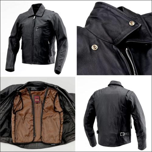 Daytona Motorcycle Leather Jacket Genuine Leather (Water Repellent) Spring/Autumn/Winter Single Rider with Collar DL-002 Black L Size (Men's) 24526