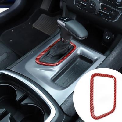 Central Gear Shifter Frame Trim Cover Bezel for Dodge Charger 2015-23 Red Carbon