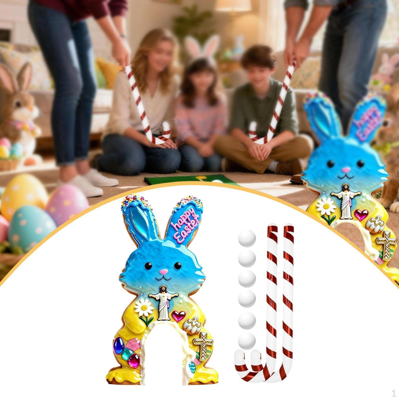 

Easter Game Golf Set Bunny Shaped Goal for Kids Adults Toy Club and Balls Indoor Outdoor Style A