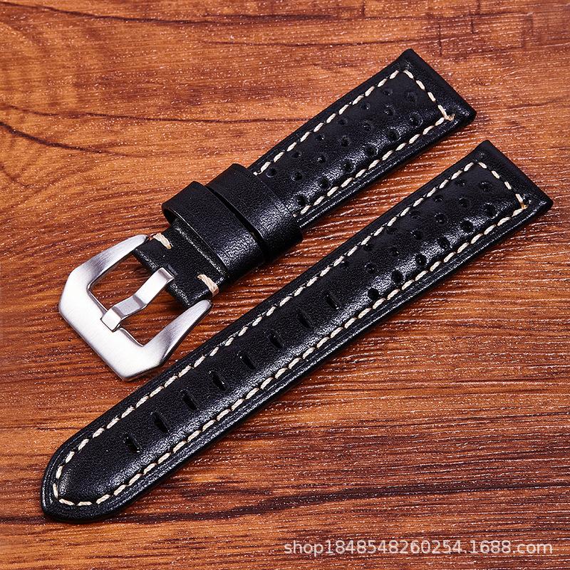 The First Layer Of Needle Pattern Leather Strap Is Suitable For Pena L Sea 18Mm 26Mm Perforated And Breathable Retro Strap.