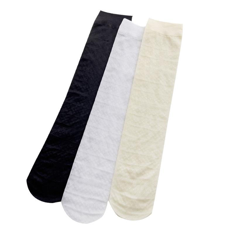 Women's Summer Thin Mesh Horizontal Stripe Lace Calf Socks