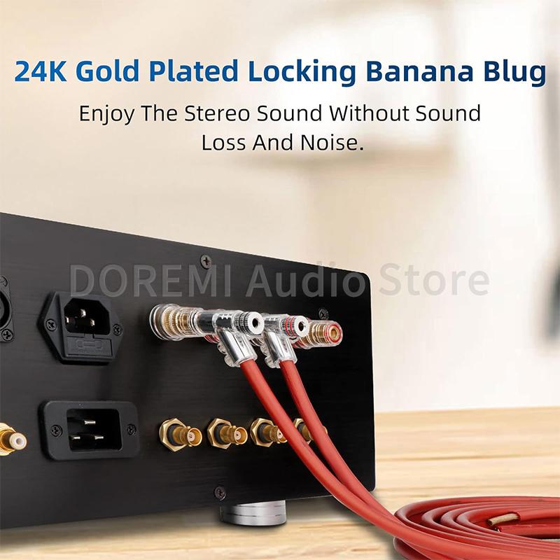 2 Stück 45 Grad Bananenstecker-Anschluss Doppel-Schraubverriegelung Audio-Verstärker-Stecker Rhodinierte Verriegelbare Lautsprecherkabel-Bananenstecker