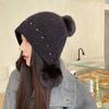New hat women's autumn and winter warm knitted hat fleece thickened face small cycling windproof winter wool hat