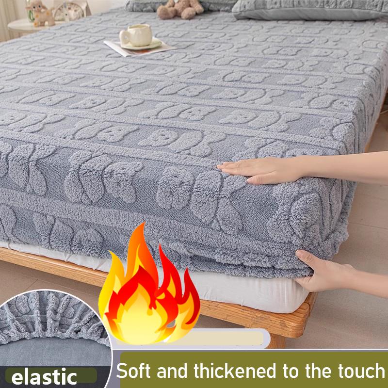1PC Autumn and Winter Plush Bed Sheet Mattress Cover Beige Green 90 * 200cm/120 * 200cm/150 * 200cm/180 * 200cm/200 * 220cm