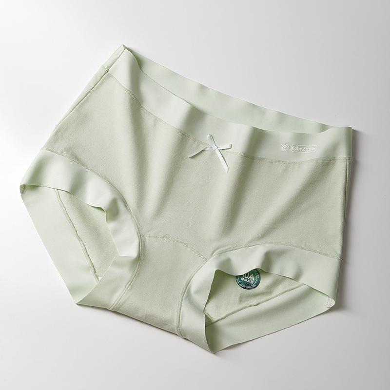 Women's Spring and Summer Pure Cotton 10A Class Antibacterial Extended Crotch Mid Waist Briefs