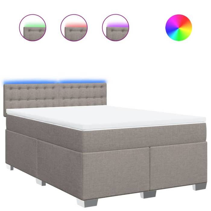 VidaXL Slat Bed Base with Mattress Taupe 160x200 Cm Fabric 3288257