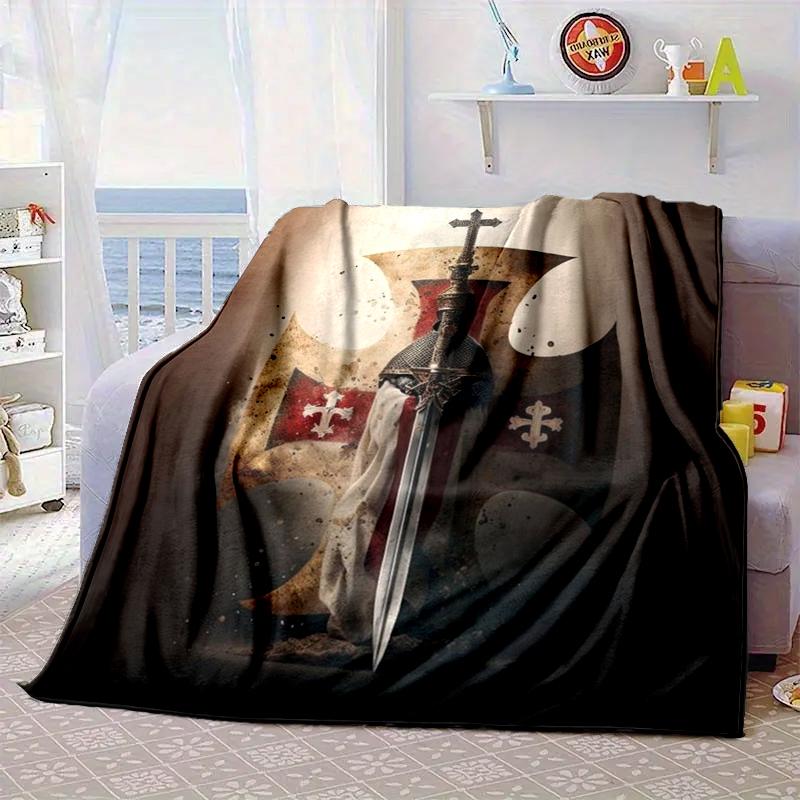 Knightly Crusader Armor Blanket Flannel Blanket for bed, sofa, Camping, Hiking, Picnic Essentials, gift for family Fan gifts