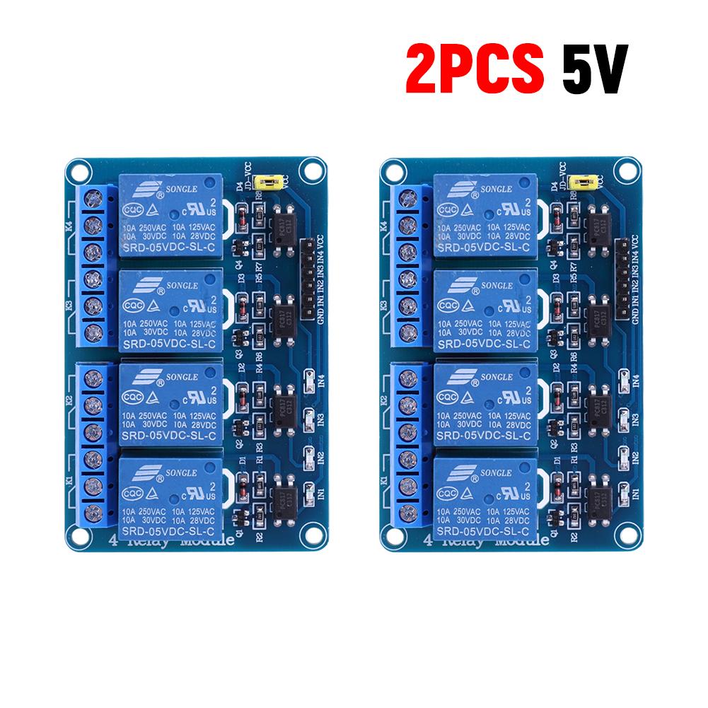 1-5 Stück 4-Kanal-Relaisplatine AVR 51 PIC 5V 12V 4-Kanal-Relaismodul mit Optokoppler-Relais 4-Wege-Relaismodul für Arduino