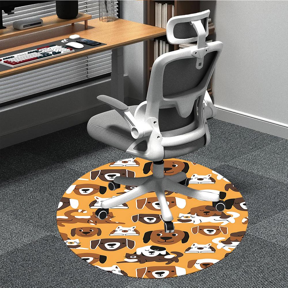 

1pcDogs Cats Office Round Area Rug, Indoor Mat Suitable ForOffice, Under Office Chairs Bedroom Living Room Home Decor, Room Deco 021 80cm by 80cm