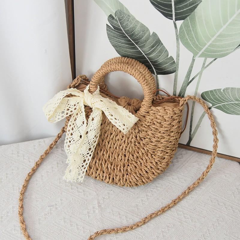 New vegetable basket bag women's fashion niche hand-woven one-shoulder crossbody rattan braided souvenir straw braided bag