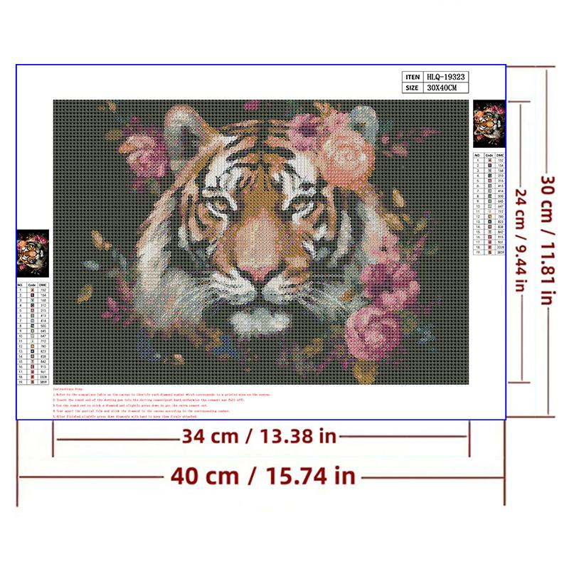 5d DIY Diamond Painting Cross Stitch Oil Painting Animal Tiger Flowers Diamond Embroidery Mosaic Full Round Drill Home Decor Arts