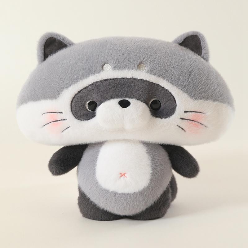 Happy Big Face Animal Series Plush Toys Fluffy Squirrel Raccoon Red Panda Kitten Shiba Inu Doll Soft Throw Pillow Pretty Decor