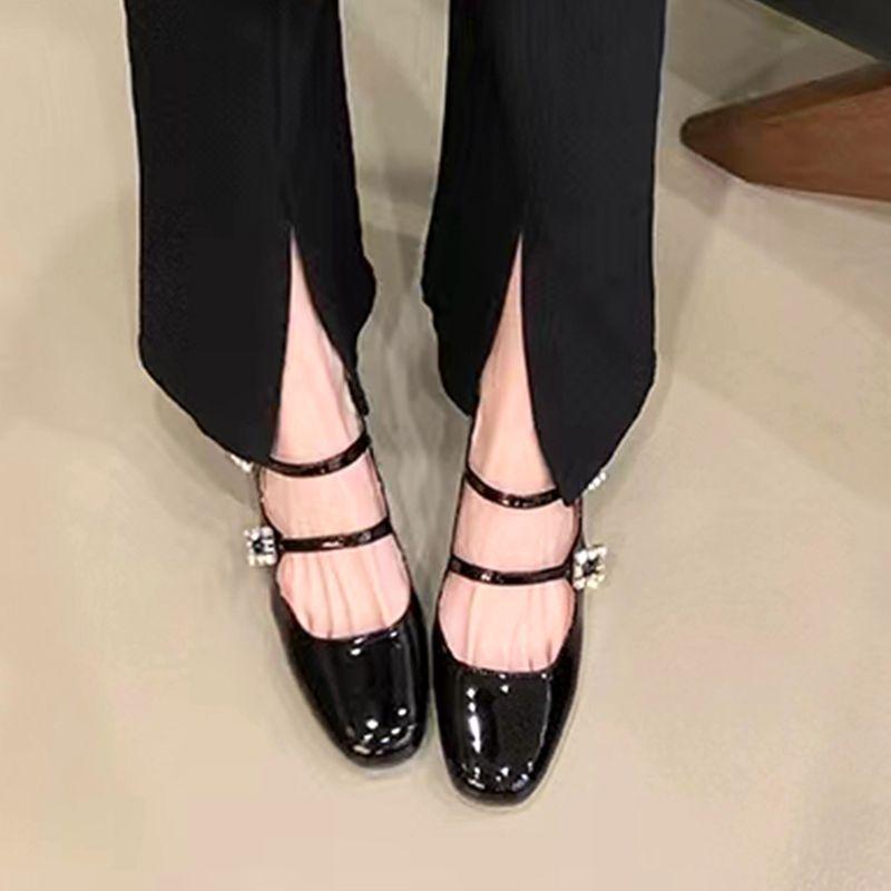 French rhinestone Mary Jane shoes women's spring and autumn new versatile and thin thick heel temperament wedding shoes light mouth single shoes