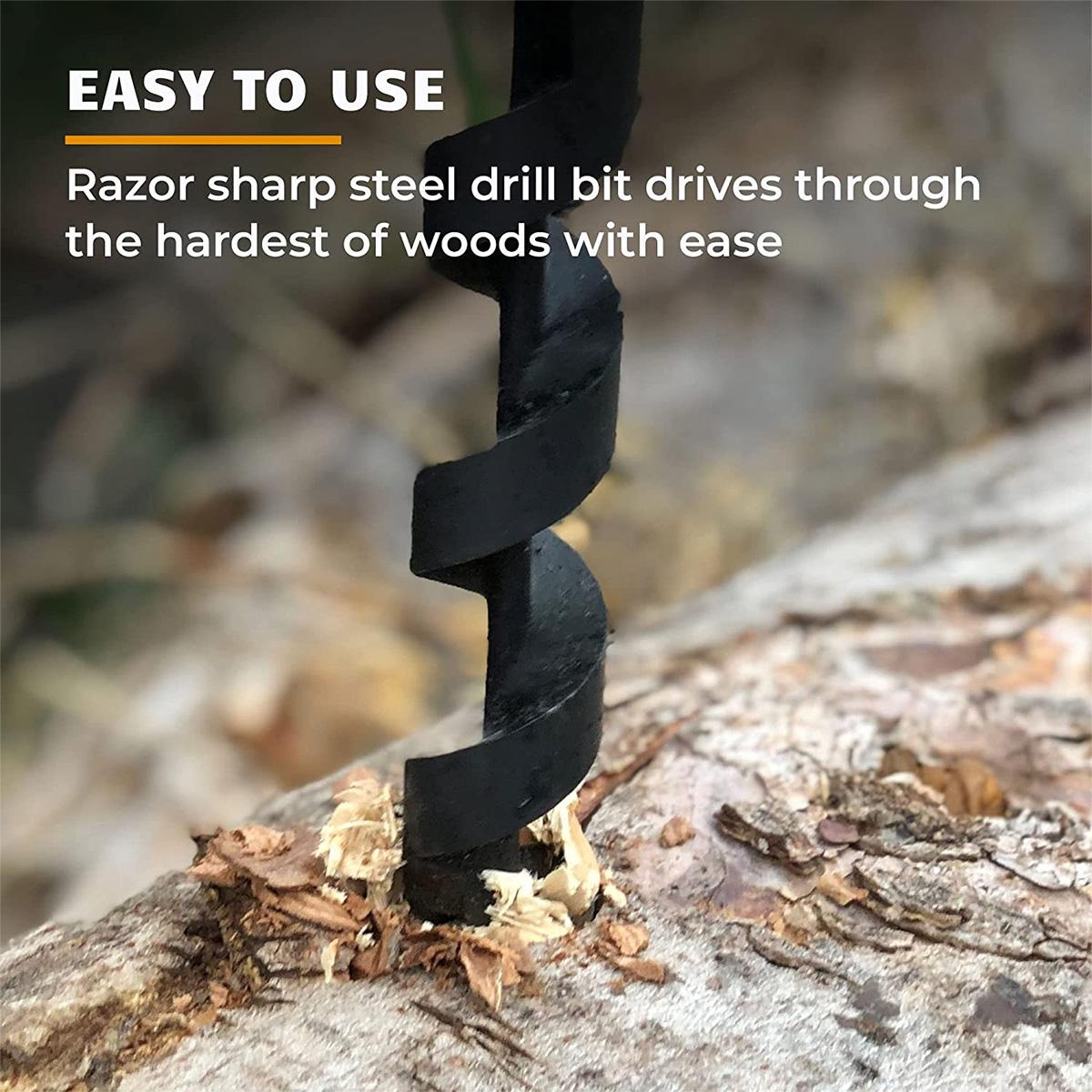 Bushcraft Outdoor Survival Hand Drill Carbon Steel Manual Auger Drill Manual Survival Drill Bit Self-Tapping Wood Punch Tool marrone