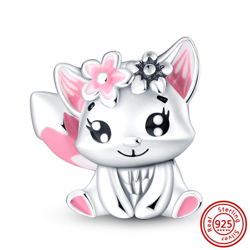 S925 Sterling Silver Mom Rose Print Pave Paw Sun Moon Vulture Butterfly Dangle Bead Fit Original  Bracelet Jewelry Making