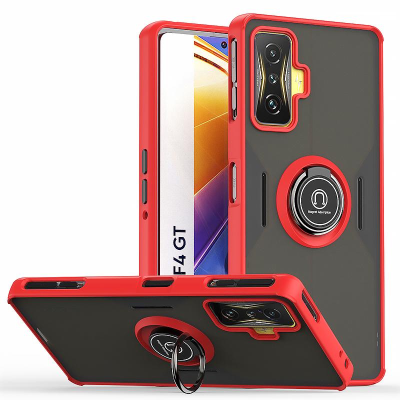 

Броня Жесткий ПК Чехол для Xiaomi Poco F4 GT Чехол Ударопрочный Матовый Кольцо Автомагнитный Держатель Задняя Крышка для PocoF4 GT Poko Pocco F4GT Poco F4 GT