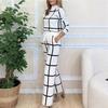 2024 Autumn/Winter Women's Plaid Two-Piece Set: Long Sleeve, Long Pants Fashion