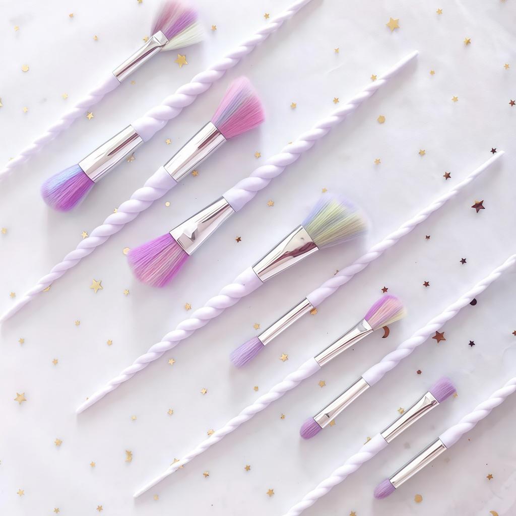 10 Colorful Makeup Brushes, Crystal Makeup Brushes Spiral Handle Makeup Brush Set