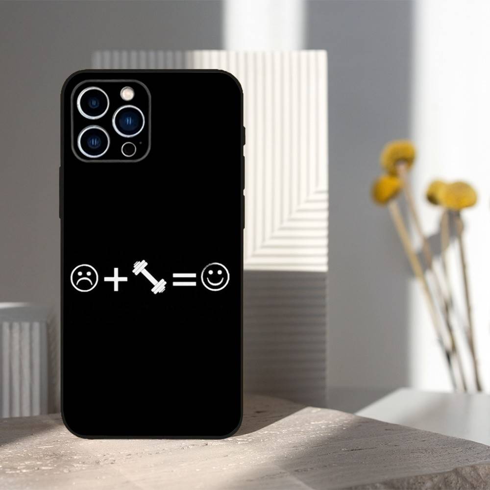 Fitness Art Bodybuilding Phone Case For iPhone 16,15,14,13,12,11 Plus,Pro Max,XS,X,XR,SE,Mini,8,7,Soft Silicone Black Cover