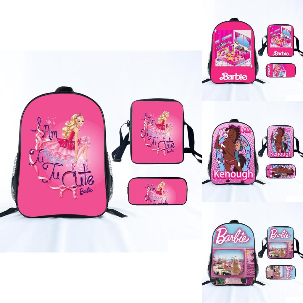 Barbie Princess School Bag Threepiece Set With Oxford Fabric For Girls Student Use
